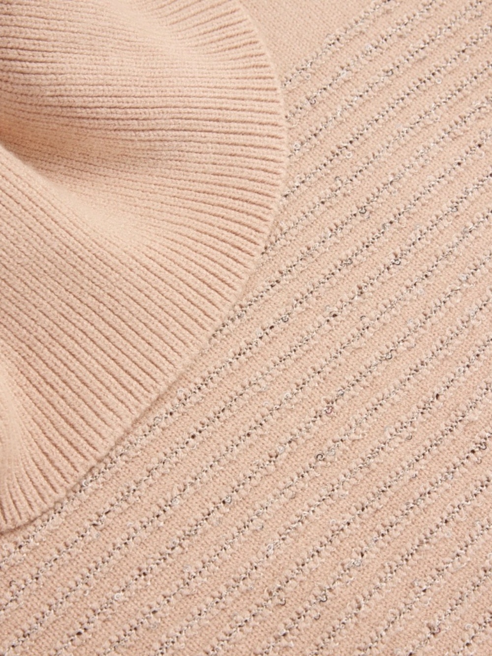 NWOT Laura Soft Pink Sequin Striped Cowl-Neck Boxy Sweater Medium - Picture 5 of 7